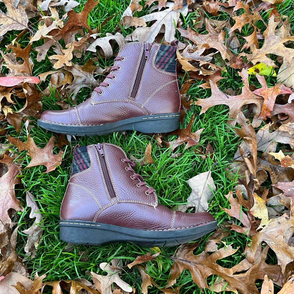Clark’s Plaid Trim Boots